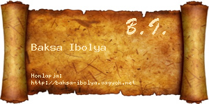 Baksa Ibolya névjegykártya